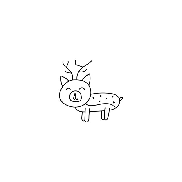 Hand drawn cute deer icon simple doodle icon