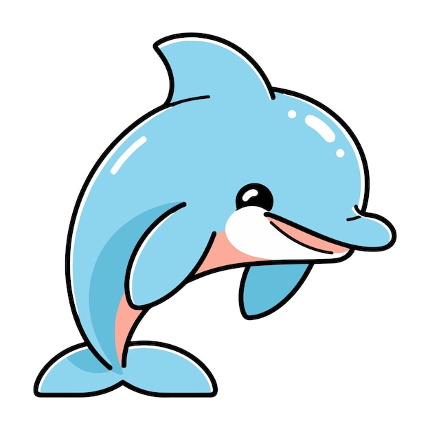 Hand Drawn cute dolphin in doodle style