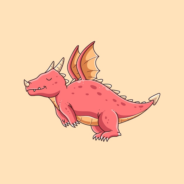 Hand drawn cute dragon design illustration