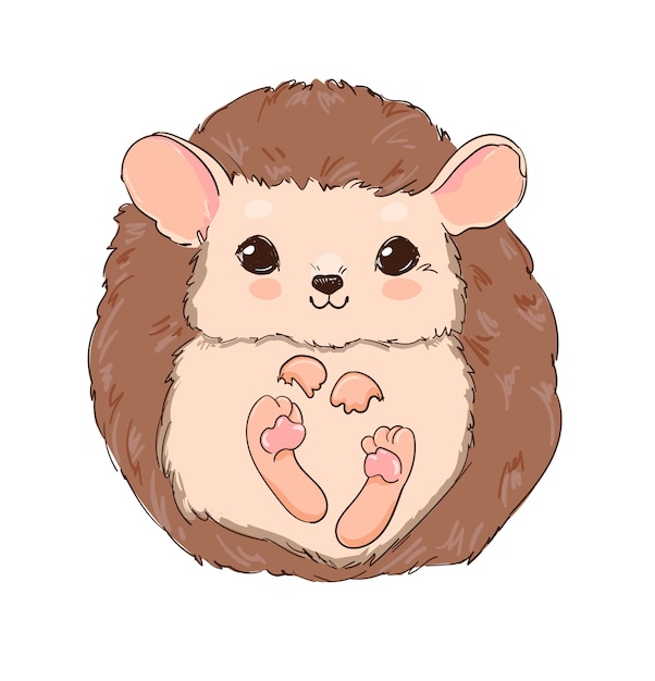 Hand drawn cute hedgehog isolated