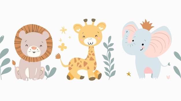 Hand Drawn Cute Lion and Giraffe Posters