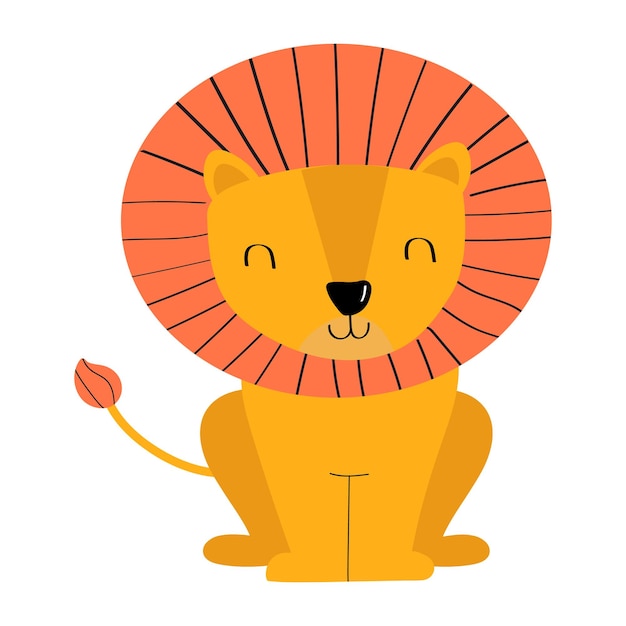 Hand drawn cute lion Safari animal