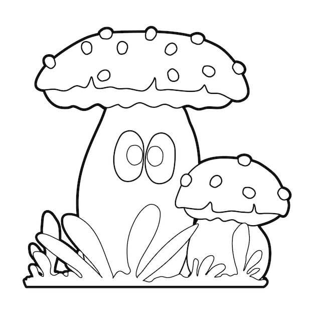 Vector hand drawn cute mushroom coloring book