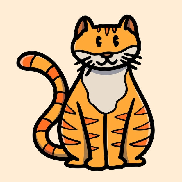 Hand drawn cute orange cat illustration