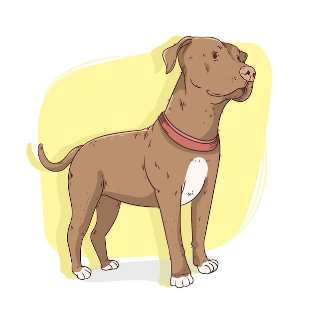 Hand drawn cute pitbull illustration