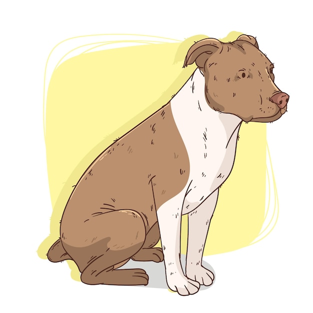 Hand drawn cute pitbull illustration