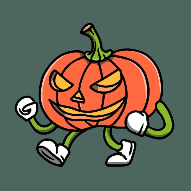 Hand Drawn Cute Pumpkin Halloween Illustration