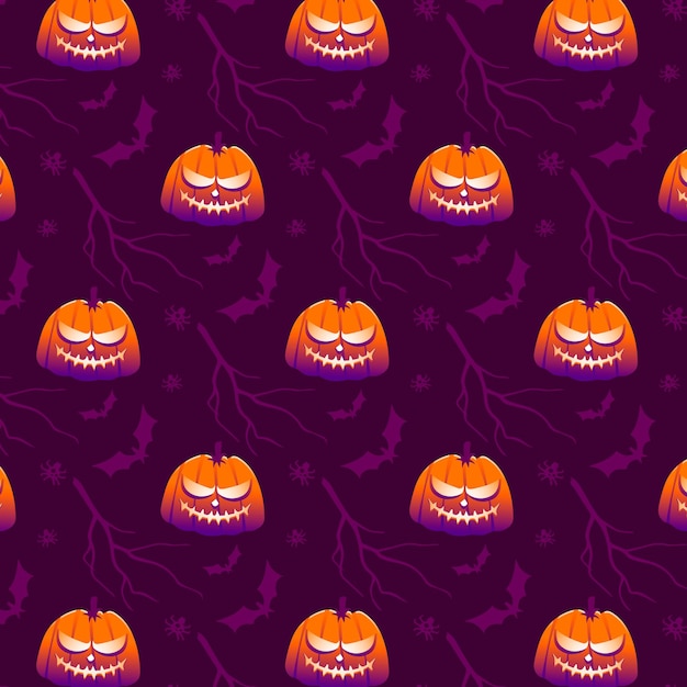 Hand drawn cute pumpkins halloween seamless pattern texture