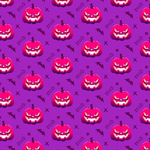 Hand drawn cute pumpkins halloween seamless pattern texture