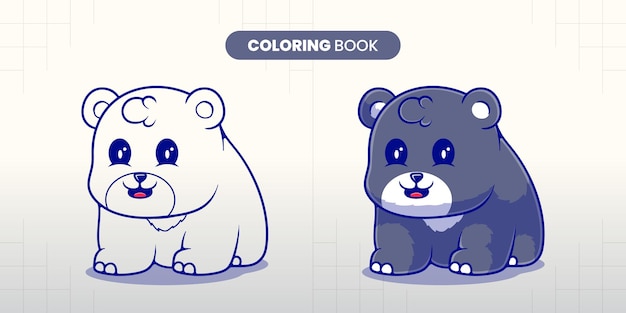 hand drawn cute sloth bear illustration coloring book for children to fill in