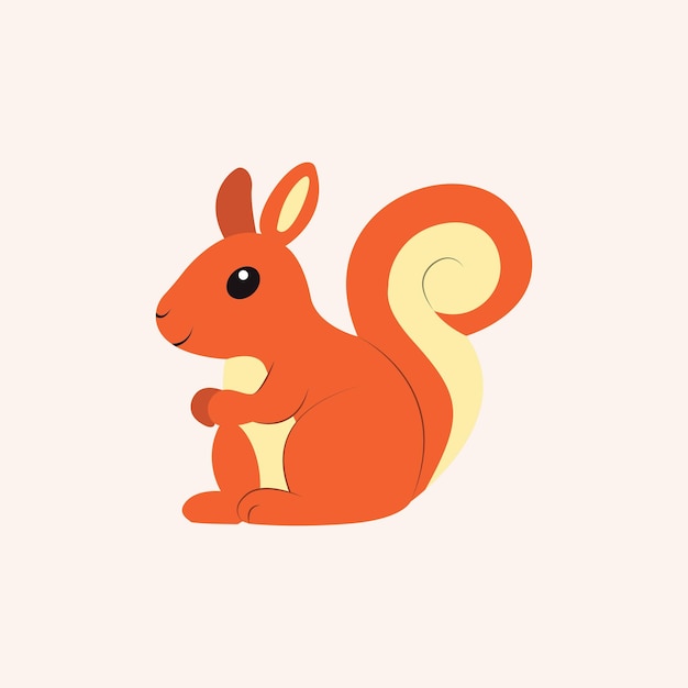 Hand Drawn Cute Squirrel Flat Illustration