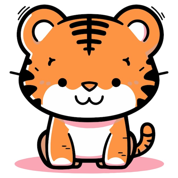 Hand Drawn cute tiger in doodle style