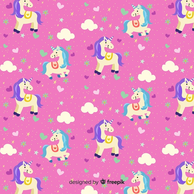 Hand drawn cute unicorn pattern