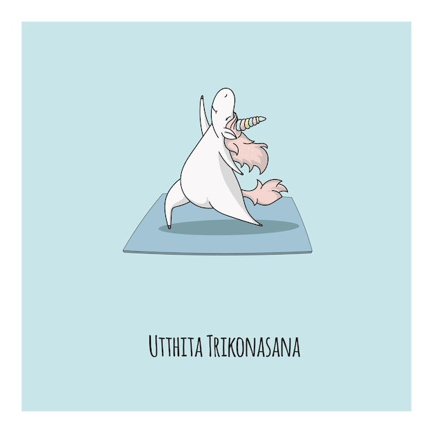 Hand drawn cute unicorn in yoga pose