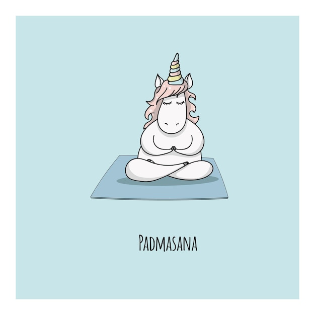 Hand drawn cute unicorn in yoga pose