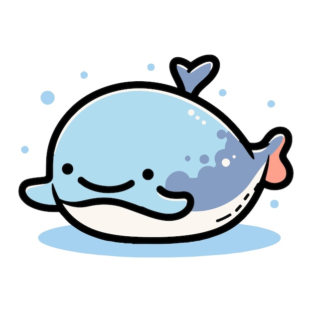 Hand Drawn cute whale in doodle style