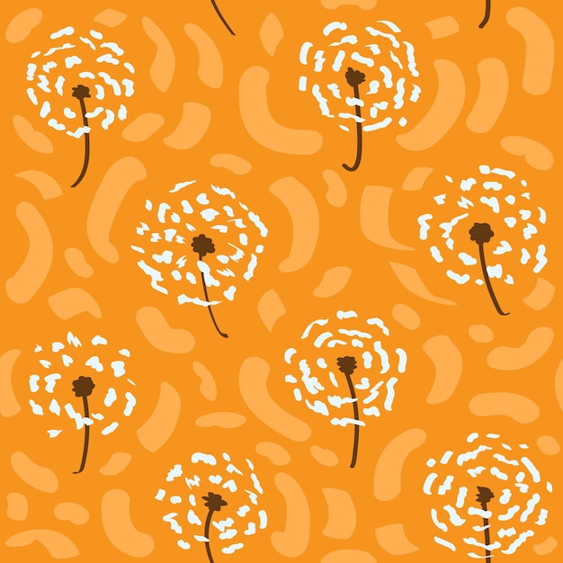 Hand Drawn Dandelion Seamless Pattern