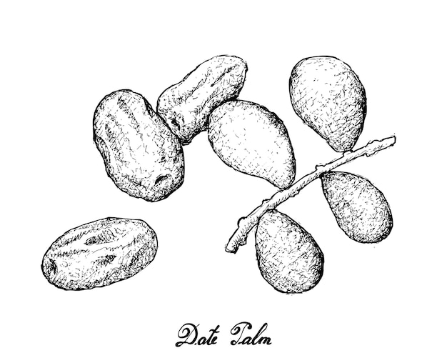 Hand Drawn of Dates Fruits