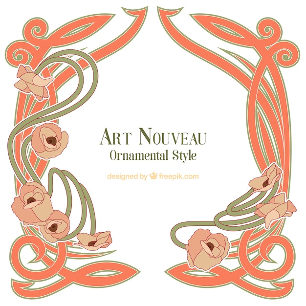 Vector hand drawn decorative art nouveau frame