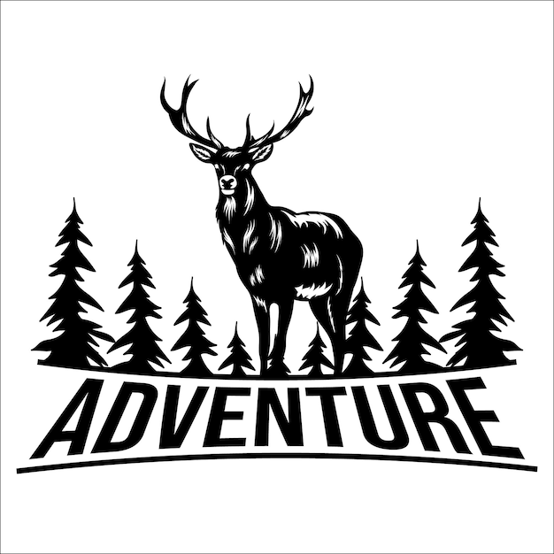 Hand drawn deer adventure Premium Vector