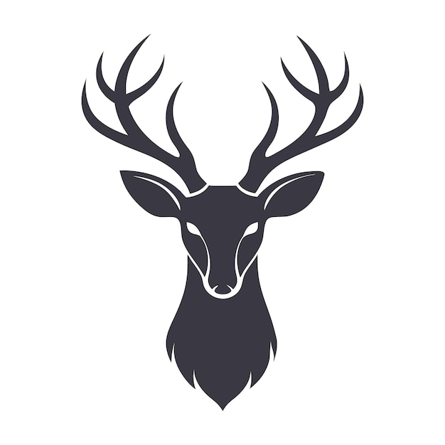 Vector hand drawn deer head vector silhouette collection