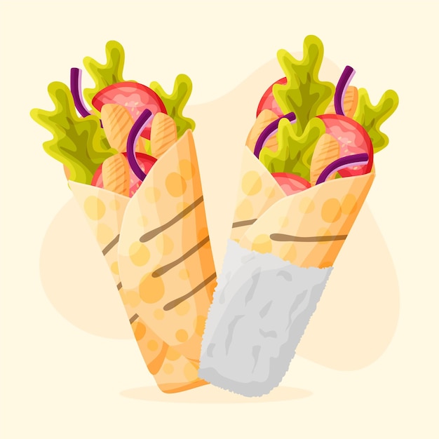 Hand drawn delicious shawarma illustration