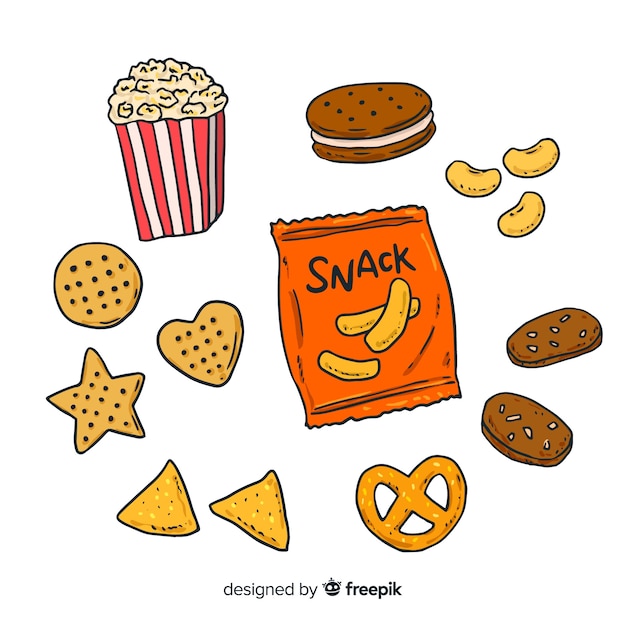 Hand drawn delicious snack collection