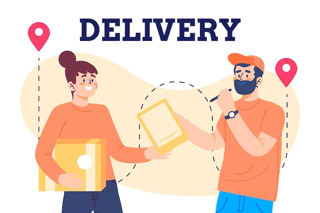 Hand drawn delivery concept with people