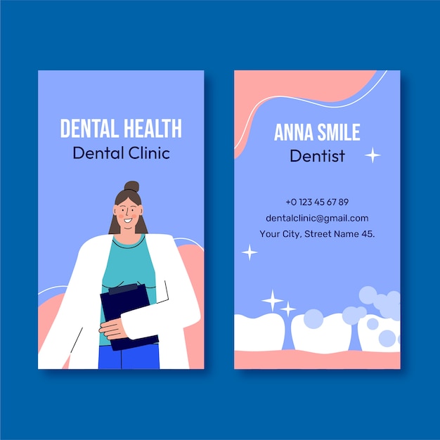 Vector hand drawn dental clinic business card