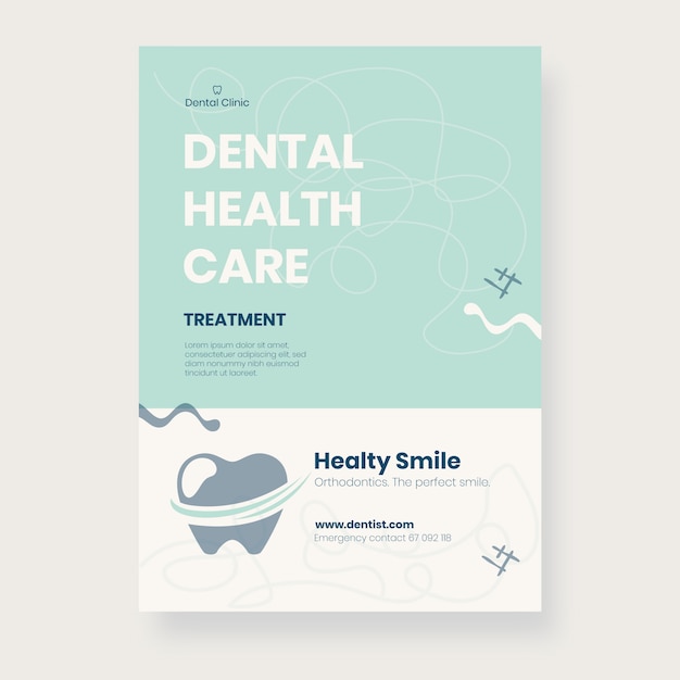 Hand drawn dental clinic poster template