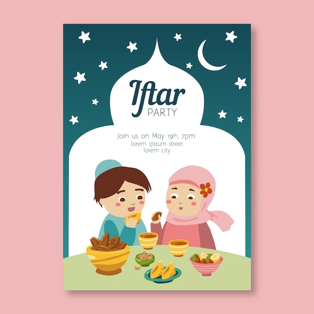 Hand drawn design iftar invitation