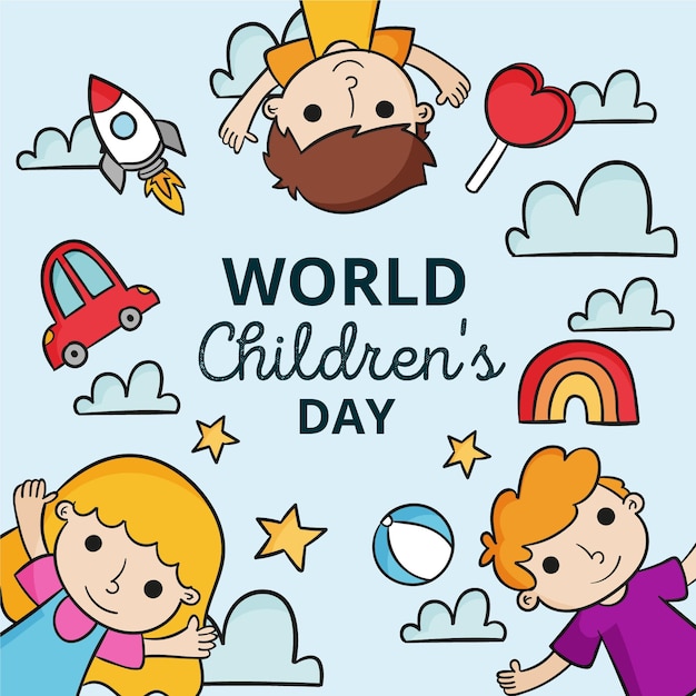 Hand drawn design world children's day