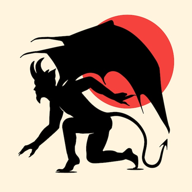 Hand drawn devil  silhouette