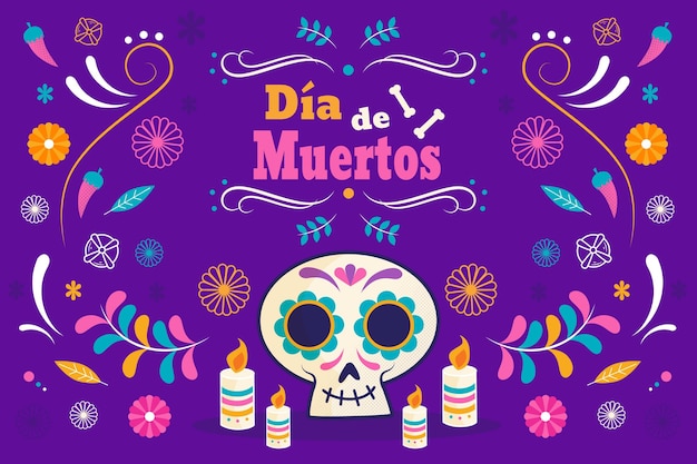 Hand drawn dia de muertos background