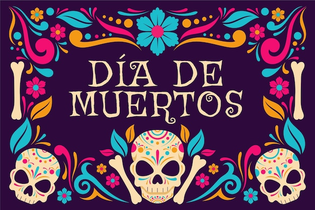 Hand drawn dia de muertos background