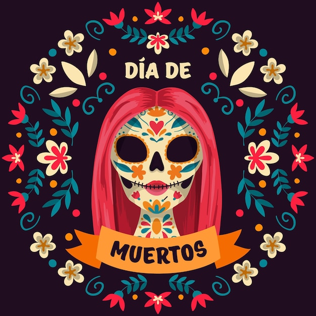 Hand drawn dia de muertos background