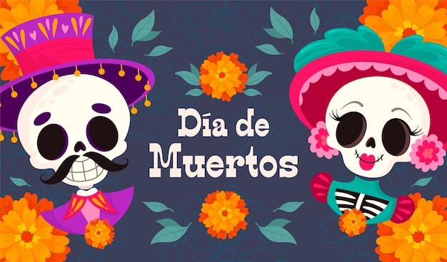 Hand drawn dia de muertos background