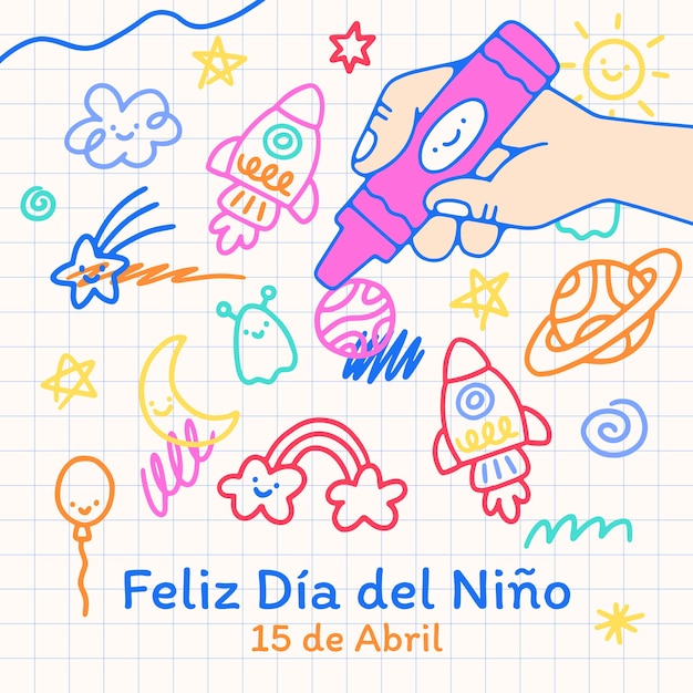 Hand drawn dia del nino illustration