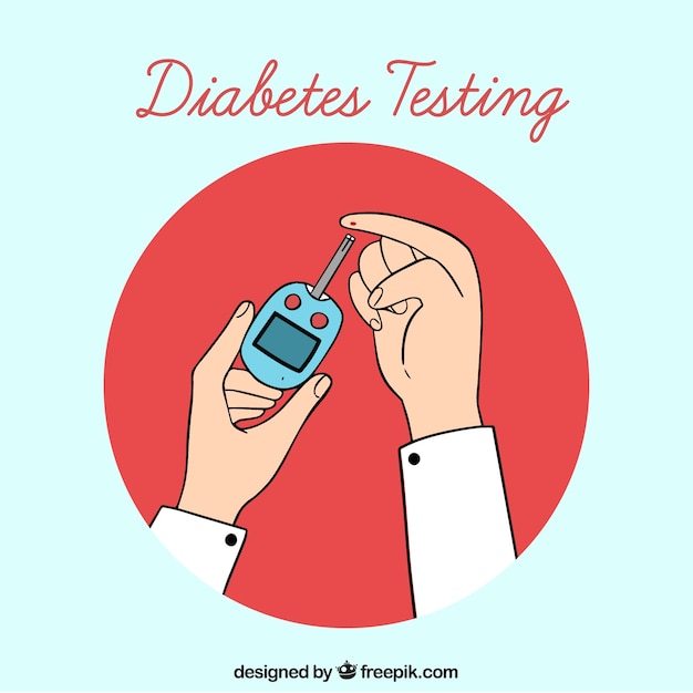 Vector hand drawn diabetes testing blood composition