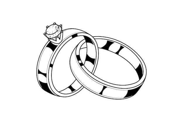 Vector hand drawn diamond ring cartoon illustration