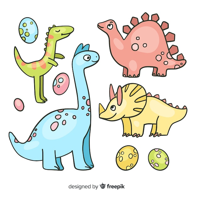 Hand drawn dinosaur collection