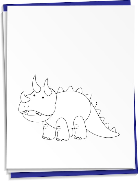 Hand drawn dinosaur on paper