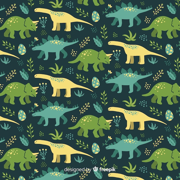 Hand drawn dinosaur pattern