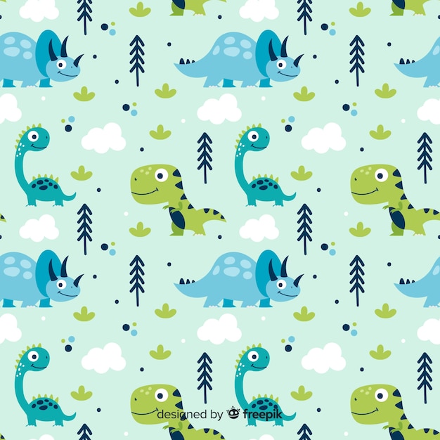 Hand drawn dinosaur pattern