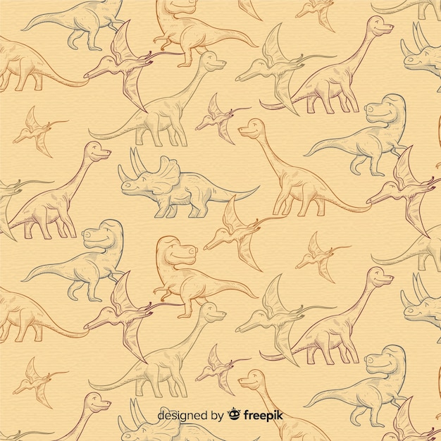 Hand drawn dinosaur pattern