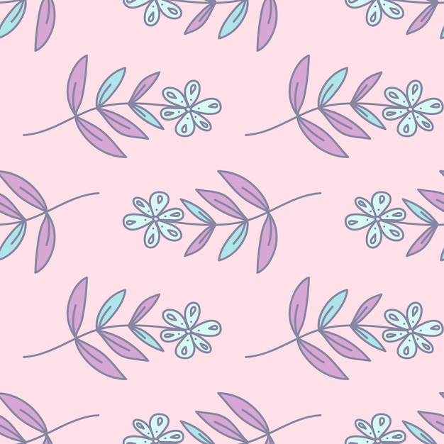 Hand drawn ditsy flower seamless pattern Simple floral field endless wallpaper