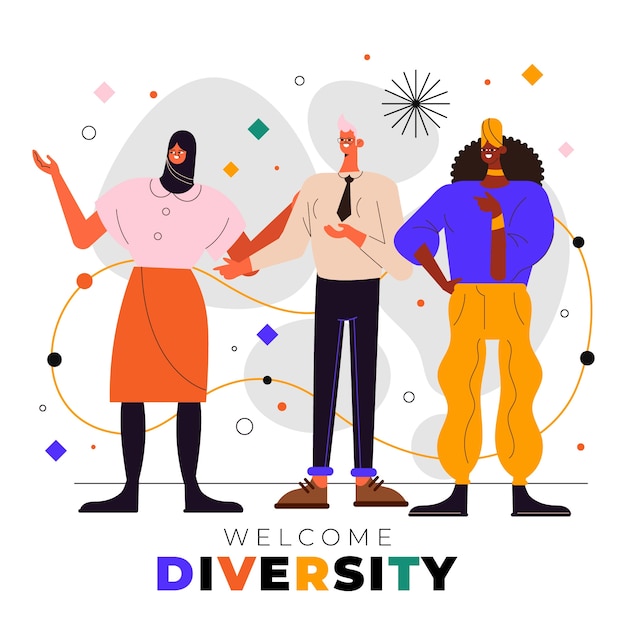 Vector hand drawn diversity illustration