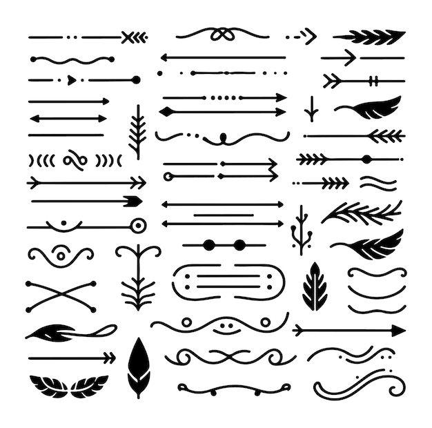 Vector hand drawn dividers elements collection vector silhouette