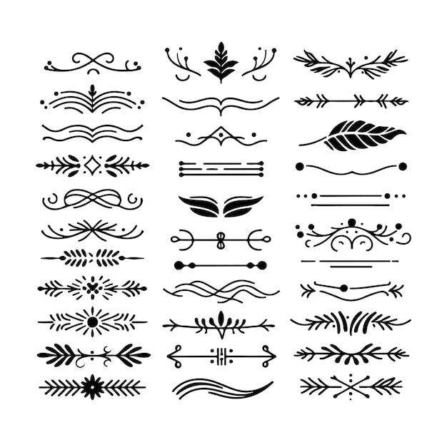 Hand drawn dividers elements collection vector silhouette