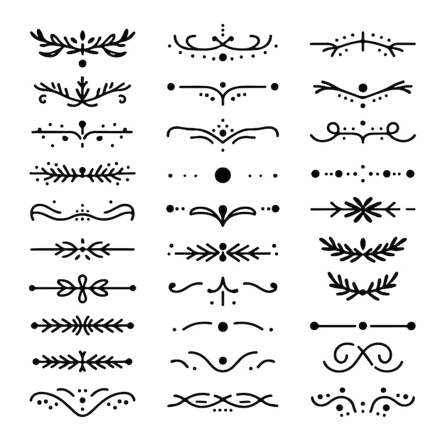 Hand drawn dividers elements collection vector silhouette